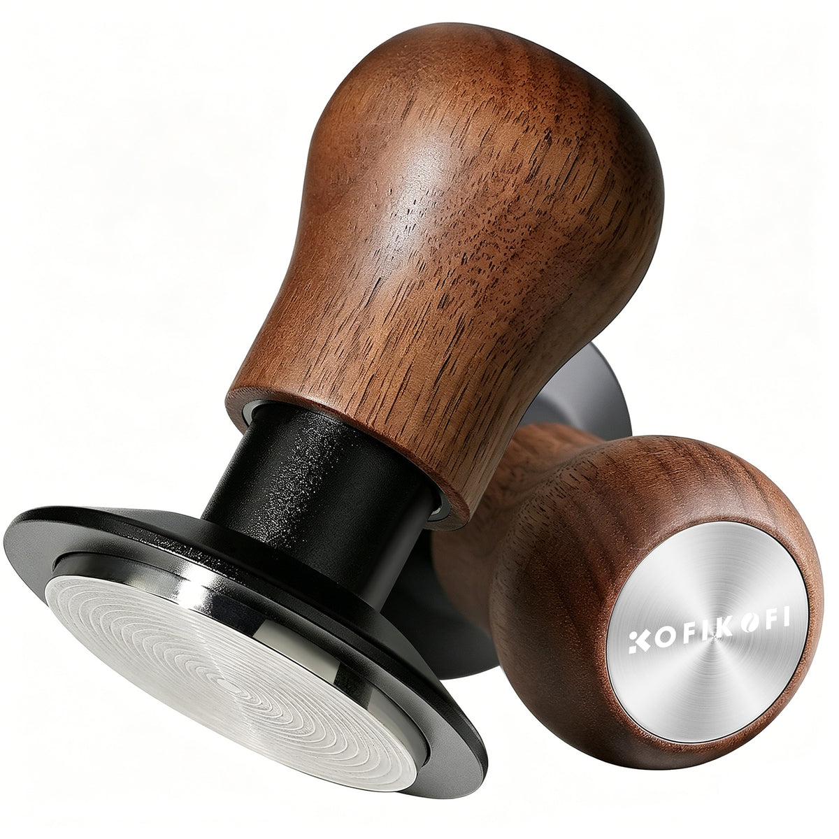 58mm Espresso Tamper, 3 Spring Loaded 30lb Pressure Click Walnut Handle