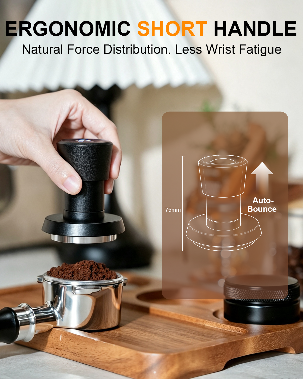 Espresso Tamper, 30lbs Triple Spring Loaded, Aluminum Handle, Flat Base 51/53/58MM
