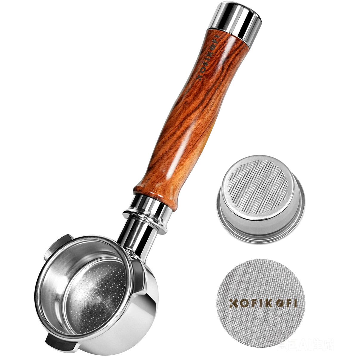 54mm Bottomless Portafilter 3 Ears Rosewood for Breville