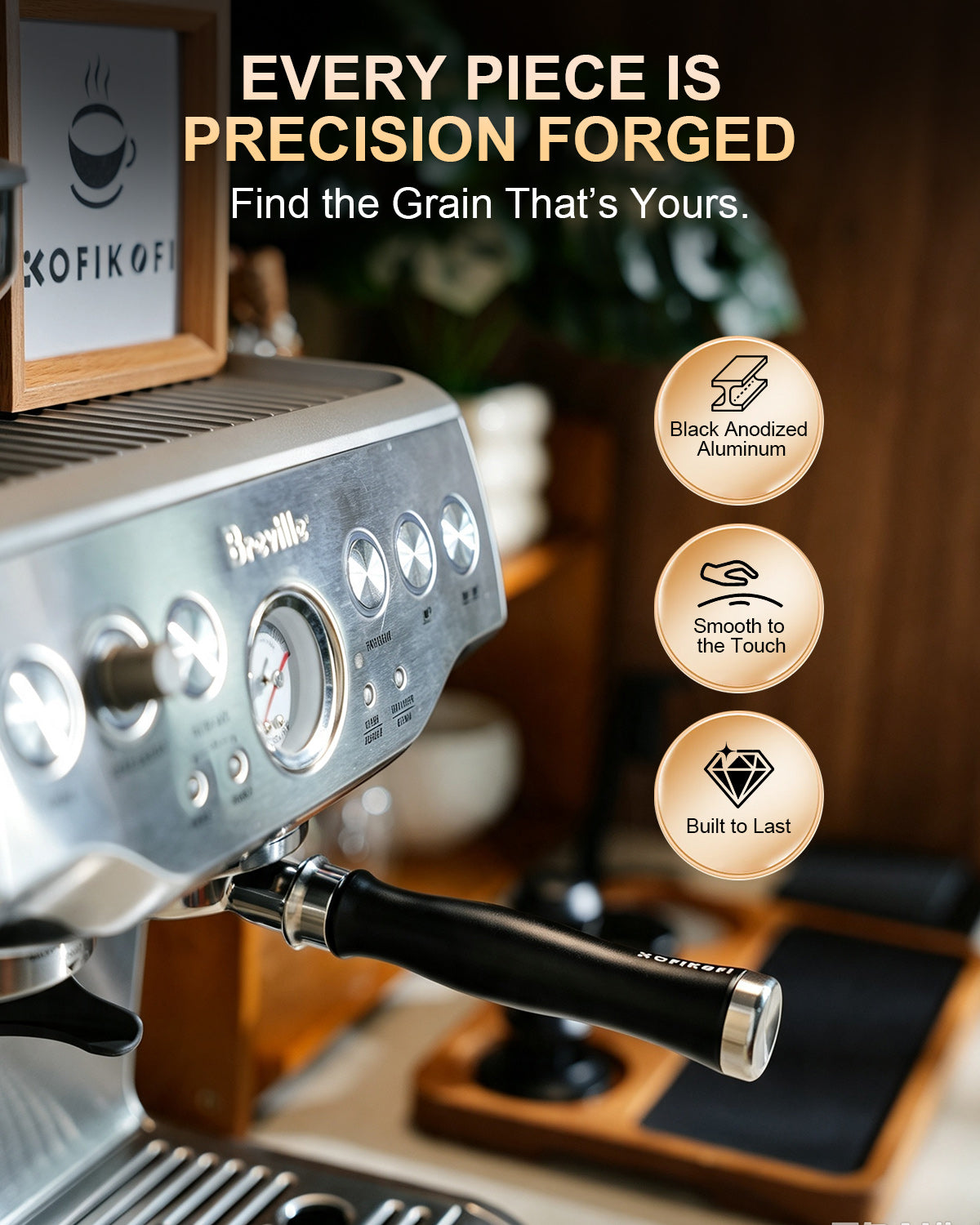 Special Offer-54mm Bottomless Portafilter 3 Ears 304 Head- Aluminum Alloy Handle- for Breville