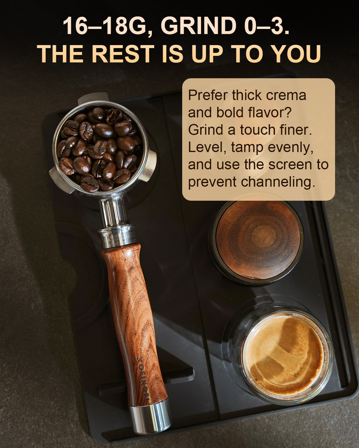 54mm Bottomless Portafilter 3 Ears Rosewood for Breville