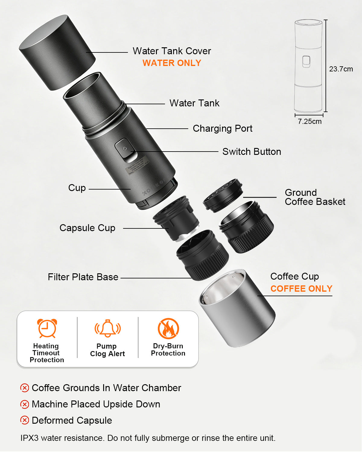 KOFIKOFI Portable Electric Espresso Machine 20Bar Self-Heating Coffee Maker