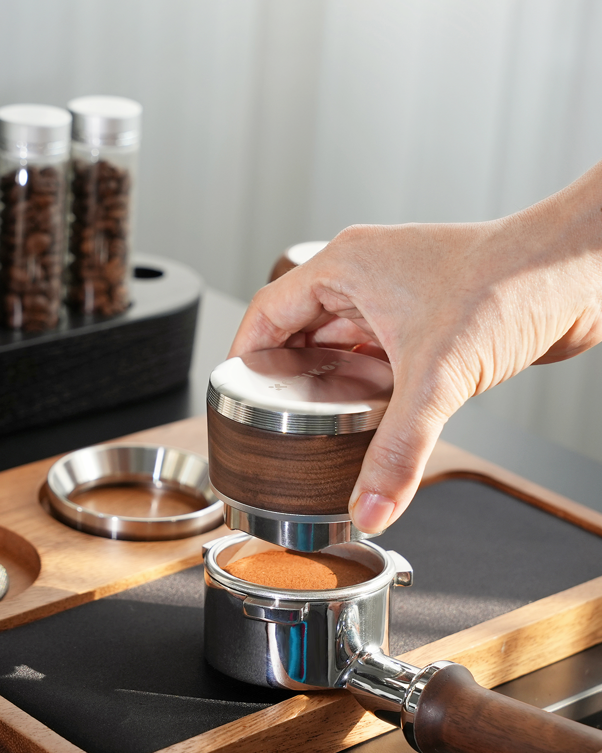 53.3mm Espresso Distribution Tool Walnut Coffee Distributor Fits Breville