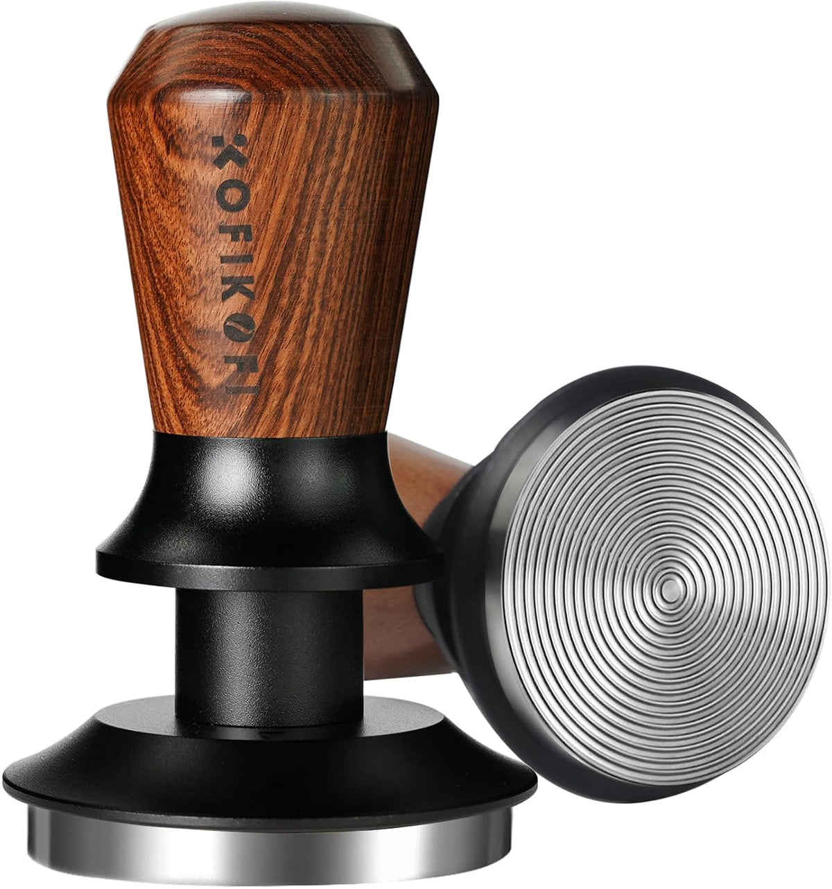 Espresso Tamper, 30lbs Spring Loaded, Rosewood Handle, Ripple Base 51/53/58MM