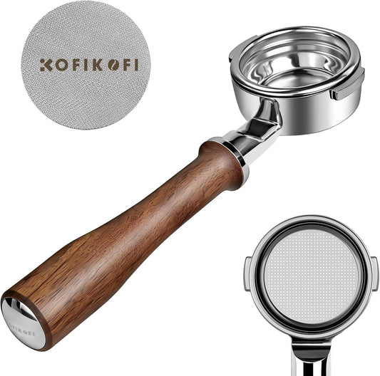 58mm Bottomless Portafilter For Breville Dual Boiler/Oracle/Touch- 2 Ears Walnut