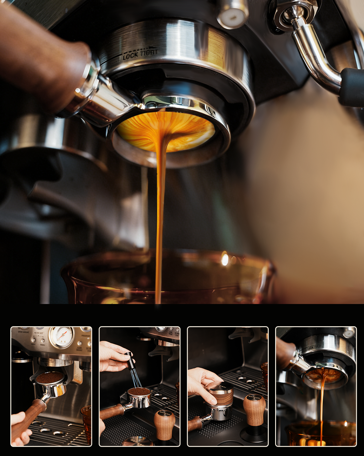 KOFIKOFI 54mm Bottomless Portafilter For Breville - American Walnut