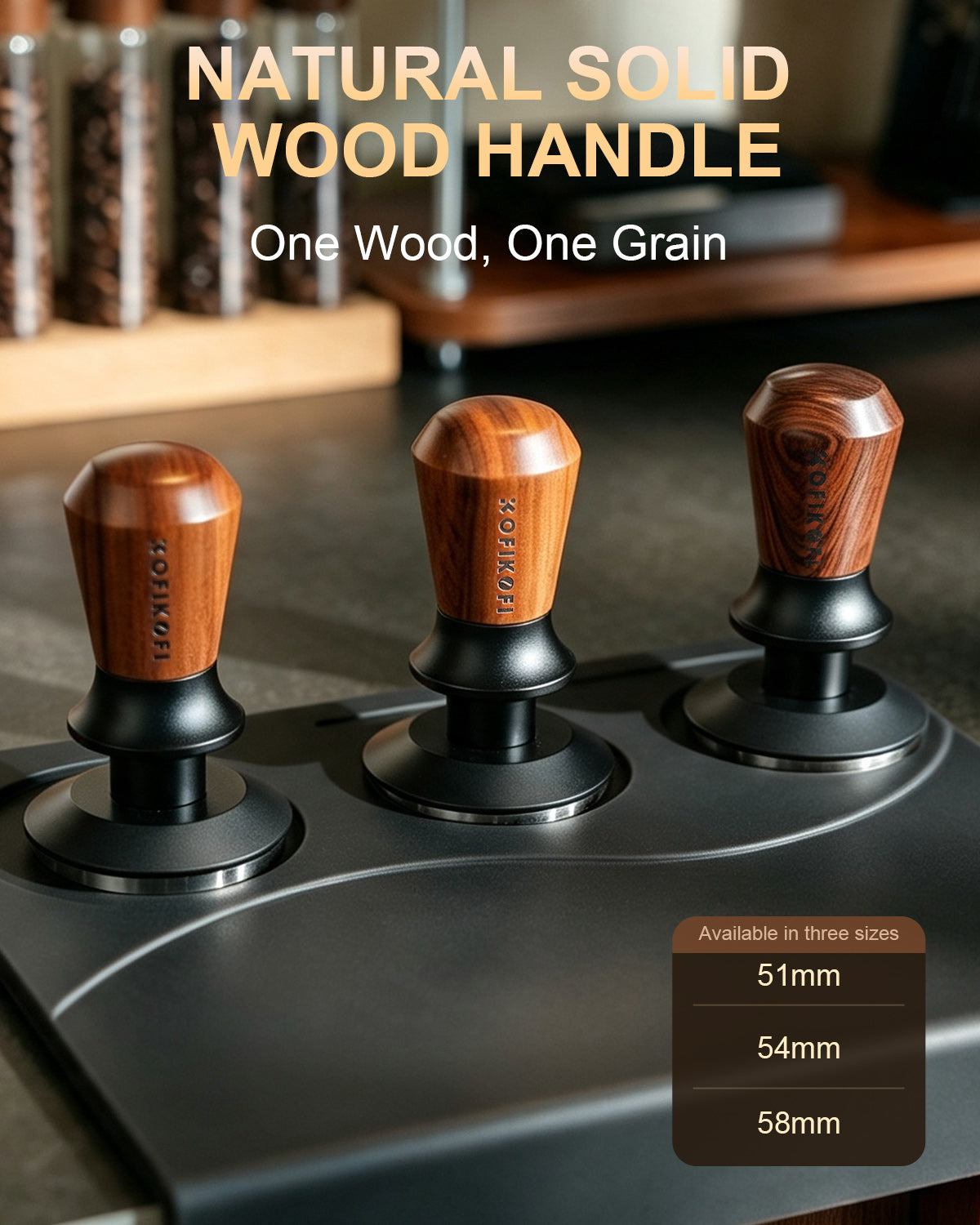 Espresso Tamper, 30lbs Spring Loaded, Rosewood Handle, Ripple Base 51/53/58MM